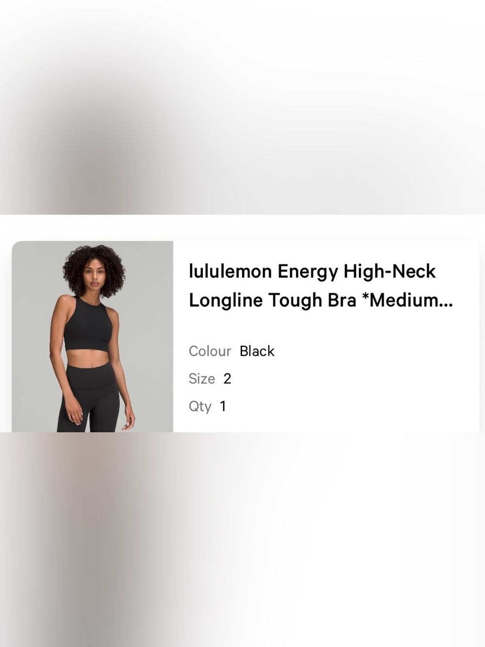 lululemon black Energy High-Neck Longline Tough Bra size 2